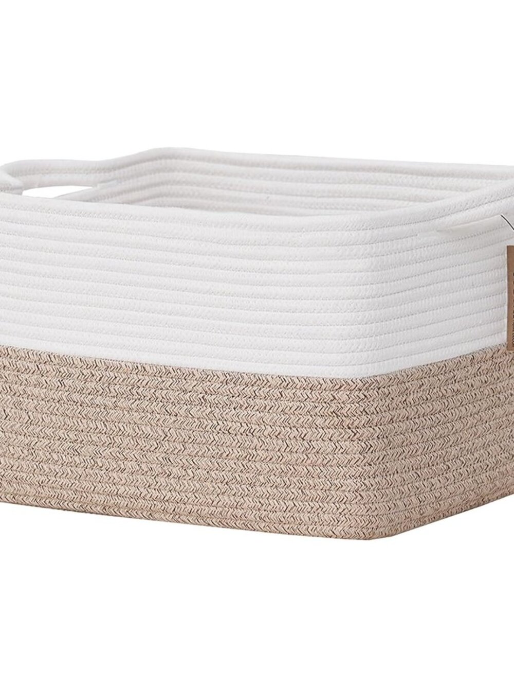 Cotton Rope Woven Basket with Handles for Shelves,Toys,Book, Cloth Storage Baske